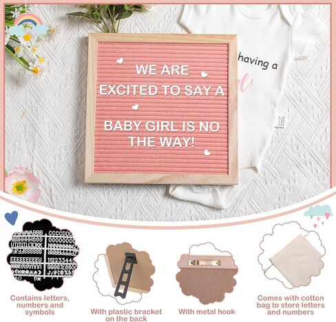 Canlierr 9 Pcs Pregnancy Announcement Set Pregnancy Reveal Ideas Felt Letter Board Bodysuit Baby Booties Photo Frame Plush Bear Wood Blocks for Coming Soon Baby Announcement in Kuwait