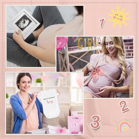 Canlierr 9 Pcs Pregnancy Announcement Set Pregnancy Reveal Ideas Felt Letter Board Bodysuit Baby Booties Photo Frame Plush Bear Wood Blocks for Coming Soon Baby Announcement in Kuwait