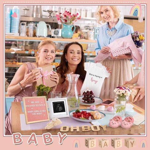 Canlierr 9 Pcs Pregnancy Announcement Set Pregnancy Reveal Ideas Felt Letter Board Bodysuit Baby Booties Photo Frame Plush Bear Wood Blocks for Coming Soon Baby Announcement in Kuwait