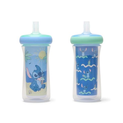The First Years Stitch Insulated Straw Cup - Stitch Sippy Cups with Straw - Kids Water Bottles - 9 Oz - 2 Count - Ages 18 Months and Up in Kuwait
