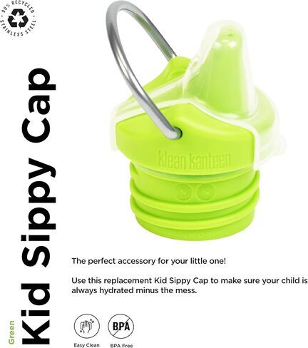 Klean Kanteen Classic Kid Sippy Cap - Lid Replacement for Kid Water Bottle - Easy Clean - Great for Outdoor Activities - BPA Free - Green in Kuwait