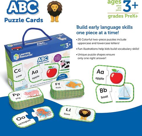 Learning Resources ABC Puzzle Cards, Kindergarten Readiness, Self Correcting Puzzles, Alphabet Learning Games, Puzzles for Toddlers, Ages 3+ in Kuwait