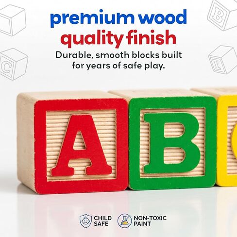 Skoolzy 30 Pc Baby Blocks, Wooden ABC Blocks, Alphabet Learning, 2-5 | Small Wooden ABC Blocks for Toddlers 2-5 - Alphabet Learning & Building Toys, Educational in Saudi Arabia