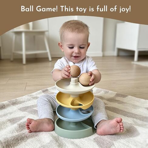 Mitico Montessori Ball Drop Toy, Silicone Spiral Tower for Babies 10M+ | Develops Fine Motor Skills, Encourages Cause-and-Effect Learning, Supports Hand-Eye Coordination, Food-grade Silicone in Kuwait