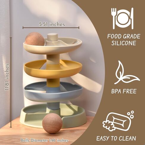 Mitico Montessori Ball Drop Toy, Silicone Spiral Tower for Babies 10M+ | Develops Fine Motor Skills, Encourages Cause-and-Effect Learning, Supports Hand-Eye Coordination, Food-grade Silicone in Kuwait