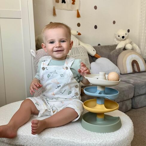Mitico Montessori Ball Drop Toy, Silicone Spiral Tower for Babies 10M+ | Develops Fine Motor Skills, Encourages Cause-and-Effect Learning, Supports Hand-Eye Coordination, Food-grade Silicone in Kuwait