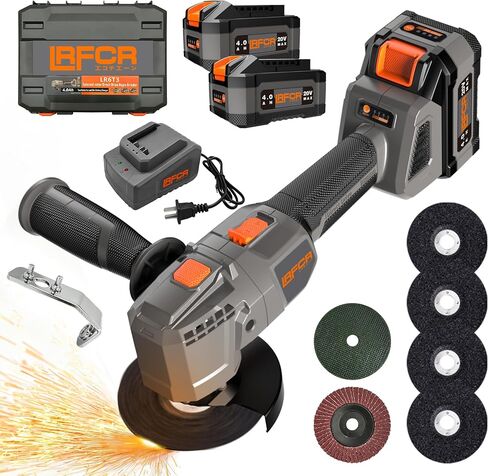 Cordless Angle Grinder External Rotor with Battery and Charger, 20V Variable Speed Power Grinder Tool, Portable Brushless Electric Grinder for Cutting, Grinding, Heavy-Duty Construction Work in Kuwait