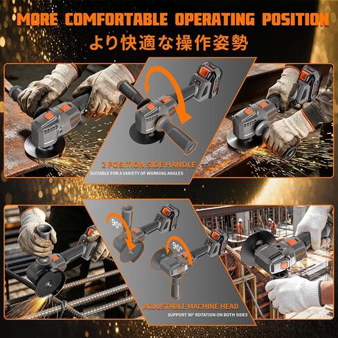Cordless Angle Grinder External Rotor with Battery and Charger, 20V Variable Speed Power Grinder Tool, Portable Brushless Electric Grinder for Cutting, Grinding, Heavy-Duty Construction Work in Kuwait