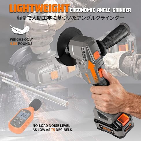 Cordless Angle Grinder External Rotor with Battery and Charger, 20V Variable Speed Power Grinder Tool, Portable Brushless Electric Grinder for Cutting, Grinding, Heavy-Duty Construction Work in Kuwait