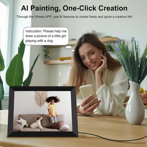 VTimes 10.1" Digital Picture Frame, 1280 * 800 Electronic Picture Frame | HD IPS Touch Screen, WiFi Smart Digital Calendar, AI-Generated Images, Auto-Rotate & Remote Share via APP, Gifts for Mom in Kuwait