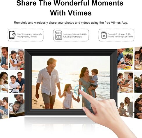 VTimes 10.1" Digital Picture Frame, 1280 * 800 Electronic Picture Frame | HD IPS Touch Screen, WiFi Smart Digital Calendar, AI-Generated Images, Auto-Rotate & Remote Share via APP, Gifts for Mom in Kuwait