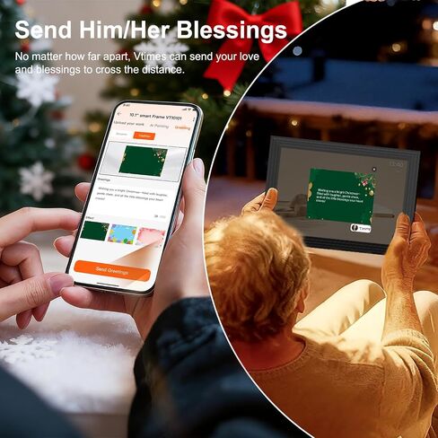 VTimes 10.1" Digital Picture Frame, 1280 * 800 Electronic Picture Frame | HD IPS Touch Screen, WiFi Smart Digital Calendar, AI-Generated Images, Auto-Rotate & Remote Share via APP, Gifts for Mom in Kuwait