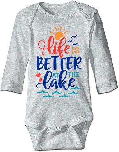 DOQOSESHY Life is Better at The Lake Baby Climbing Bodysuit Unisex Infant Rompers in Kuwait