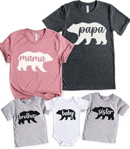 Teeny Fox Bear Family Matching Shirts for Mom Dad Kids Baby - Mama Papa Cub Family Vacation Photo Day Tee in Kuwait