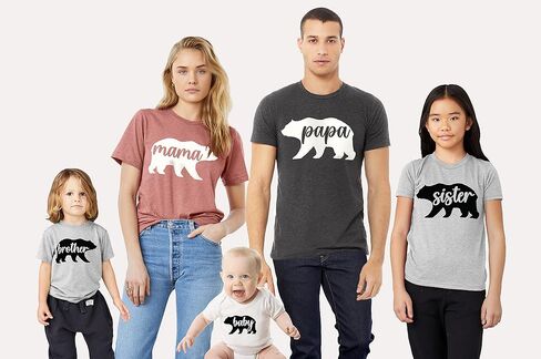 Teeny Fox Bear Family Matching Shirts for Mom Dad Kids Baby - Mama Papa Cub Family Vacation Photo Day Tee in Kuwait