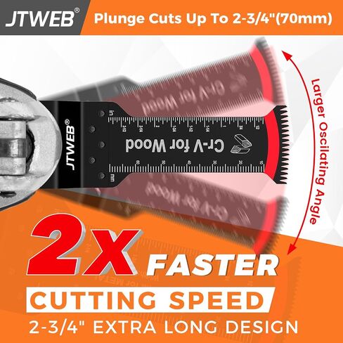 JTWEB 10PCS Extra Long Multitool Blades, Japanese Tooth Oscillating Saw Blades Clean Cut for Wood, Plastic, Bi-Metal Oscillating Tool Blade Metal Cutting, Multi Tool Blades Kits Universal for Bosch in Kuwait