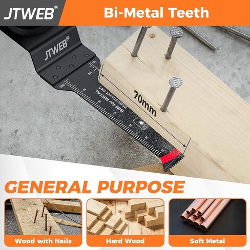 JTWEB 10PCS Extra Long Multitool Blades, Japanese Tooth Oscillating Saw Blades Clean Cut for Wood, Plastic, Bi-Metal Oscillating Tool Blade Metal Cutting, Multi Tool Blades Kits Universal for Bosch in Kuwait
