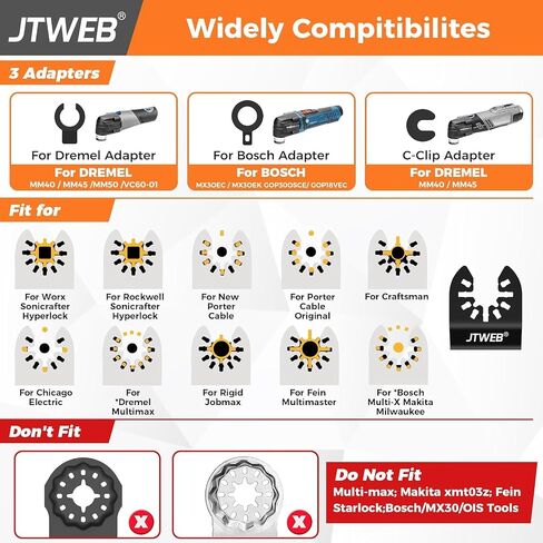 JTWEB 10PCS Extra Long Multitool Blades, Japanese Tooth Oscillating Saw Blades Clean Cut for Wood, Plastic, Bi-Metal Oscillating Tool Blade Metal Cutting, Multi Tool Blades Kits Universal for Bosch in Kuwait