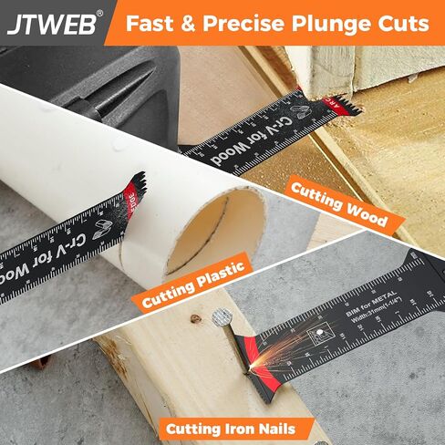JTWEB 10PCS Extra Long Multitool Blades, Japanese Tooth Oscillating Saw Blades Clean Cut for Wood, Plastic, Bi-Metal Oscillating Tool Blade Metal Cutting, Multi Tool Blades Kits Universal for Bosch in Kuwait