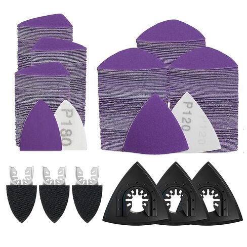 AMZWEI Upgraded 206CS Zirconia Oscillating Tool Sanding Kit | 3 Triangle/ Finger Sanding Pads, 200 Detail Sandpapers, Corner Wood Plaster Sanding, Compatible with Dewalt, Milwaukee in Kuwait