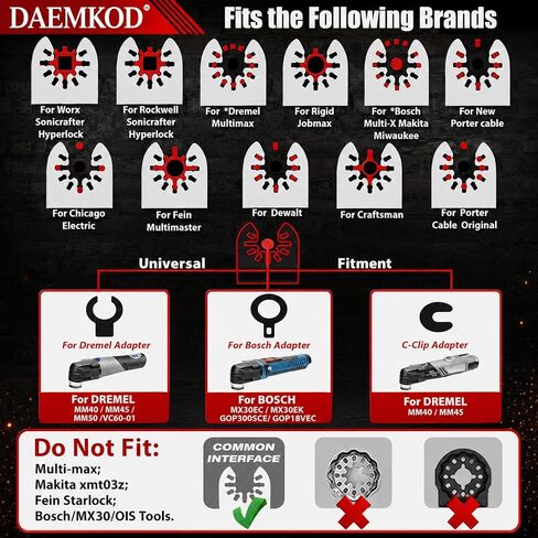 100 Pack Oscillating Saw Blade Kit, Professional Multitool Blades for Soft Metal Nails and Hard Wood Plastic, Multi Tool Blades Kits for Oscillating Tool Accessories, 6 Types Saw Blades in Kuwait