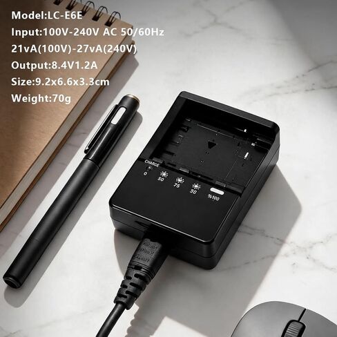 LP-E6 LP-E6N LC-E6 LC-E6E Quick Battery Charger Compatible with Canon EOS 5D Mark II III IV, 5DS, 5DS R, 6D, 6D Mark II, 7D, 7D Mark II 60D 70D 80D 90D R R5 C700 XC10 XC15 DSLR Digital Camera in Kuwait