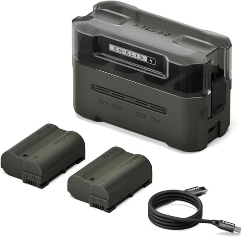 Tilta EN-EL15 Portable Charging Station (4-Battery Kit) | Compatible with Nikon Z8, Zf, Z7II, Z6II, Z6III, Z7, Z6, Z5, D850, D780, D810, D750, D610, D500, D7500, D7200 | Green in Saudi Arabia