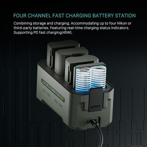 Tilta EN-EL15 Portable Charging Station (4-Battery Kit) | Compatible with Nikon Z8, Zf, Z7II, Z6II, Z6III, Z7, Z6, Z5, D850, D780, D810, D750, D610, D500, D7500, D7200 | Green in Saudi Arabia