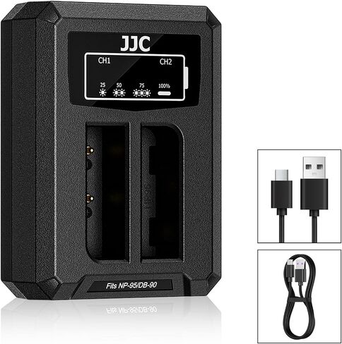 Upgraded NP-W126 NP-W126S Battery Dual Charger with USB-C (Type C) Port, Compatible with Fujifilm X100VI X-T50 X-T30 II X-S10 X Half X-PRO3 X-Pro2 X-T30 X-T20 X-T10 X-T3 X100V X100F X-E5 X-E4 X-M5 in Kuwait