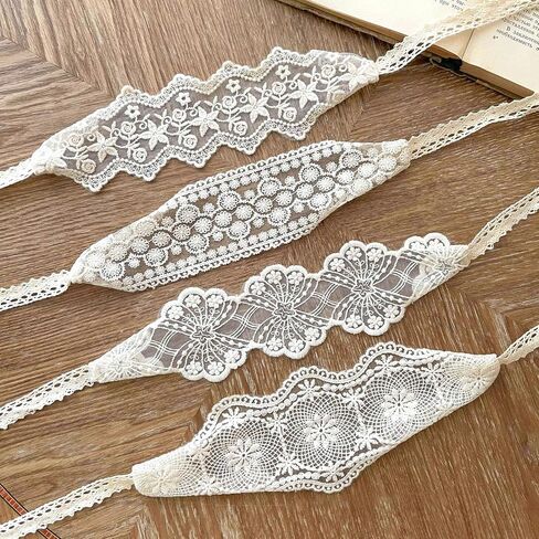 MIUXUESO 4 Pcs Baby Headbands Soft White Lace Baby Girl Headbands, Vintage Hair Accessories Newborn Essentials Cute Hairband for 0-12 Months (White) in Kuwait