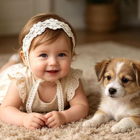 MIUXUESO 4 Pcs Baby Headbands Soft White Lace Baby Girl Headbands, Vintage Hair Accessories Newborn Essentials Cute Hairband for 0-12 Months (White) in Kuwait