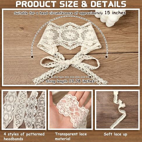 MIUXUESO 4 Pcs Baby Headbands Soft White Lace Baby Girl Headbands, Vintage Hair Accessories Newborn Essentials Cute Hairband for 0-12 Months (White) in Kuwait