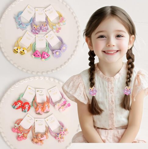24pcs Mix Colors Girl's Elastic Hair Ties Soft Rubber Bands Hair Bands Holders Pigtails Hair Accessories for Girls Infants Toddlers Kids Teens and Children in Kuwait