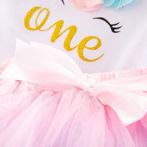 NNJXD Baby Girls 1st Birthday Unicorn Outfits Set Tutu Skirt+ Unicorn T-Shirt+ Flower Headband 1 Year in Kuwait