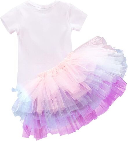 NNJXD Baby Girls 1st Birthday Unicorn Outfits Set Tutu Skirt+ Unicorn T-Shirt+ Flower Headband 1 Year in Kuwait