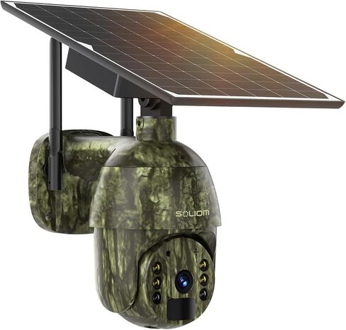 SOLIOM 4G LTE Security Camera, Solar Wireless Cellular Security Camera, 360° Pan Tilt View with Spotlight, 1080P Night Vision, 2-Way Talk, PIR Motion Sensor, No WiFi, Black in Saudi Arabia