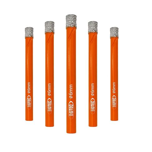BGTEC Dry Diamond Drill Bit Set, 5pcs 1/4" 6mm Tile Bits Hole Saw | For Granite, Marble, Masonry, Concrete, Tile/Ceramic, Glass, Hard plastic, Vacuum Brazed Diamond Core Drill Bit Kit in Kuwait