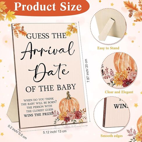Sintuff Babyshower Guess Due Date Calendar Include 1 Pcs Guess The Arrival Date of The Babyshower Wooden Sign 1 Prediction Calendar 12 Fineliner Colored Pens Favor for Adult in Kuwait