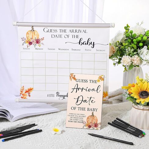 Sintuff Babyshower Guess Due Date Calendar Include 1 Pcs Guess The Arrival Date of The Babyshower Wooden Sign 1 Prediction Calendar 12 Fineliner Colored Pens Favor for Adult in Kuwait