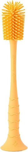 Silicone Baby Bottle Brush with Suction Cup - Blue | 10.25 in Tall, Stainless Steel Core, Seamless One Piece Build, Stands Upright, Gentle Bristles, Dishwasher Safe in Kuwait