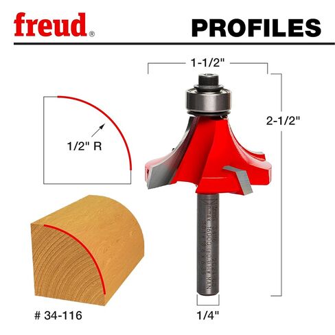 Freud 34-116: 1/2" Radius Rounding Over Bit (Quadra-Cut) in Kuwait