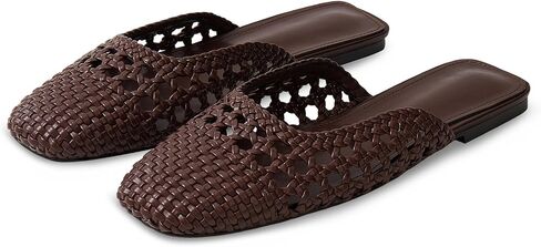 Woven Mules for Women Mesh Closed Square Toe Mule Flats Slip On Sandals Comfortable Summer Casual Slides Shoes in Kuwait