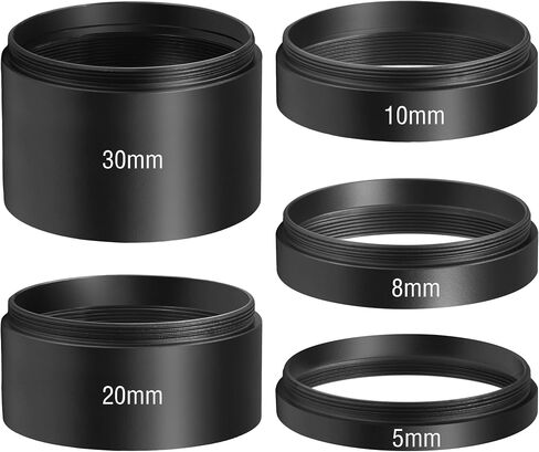 Alstar Astronomical 2 Inch/M48-extension Tube Kit for Cameras and Eyepieces | Length 5mm 8mm 10mm 30mm, M48x0.75 on Both Sides, Improve Focusing, Aluminium Alloy Material, Variable Combination in Kuwait