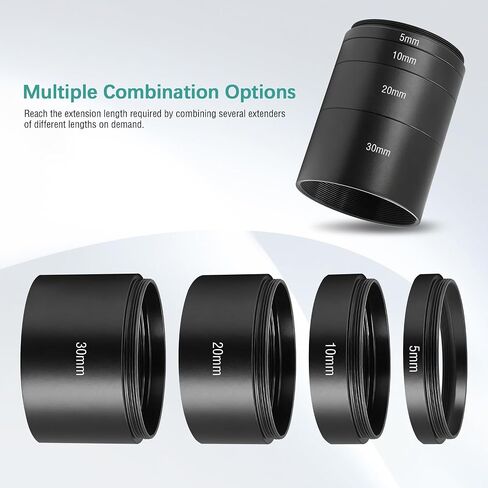 Alstar Astronomical 2 Inch/M48-extension Tube Kit for Cameras and Eyepieces | Length 5mm 8mm 10mm 30mm, M48x0.75 on Both Sides, Improve Focusing, Aluminium Alloy Material, Variable Combination in Kuwait