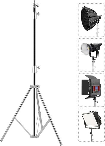Stainless Steel Photography Video Tripod Stand, Spring Cushioned Heavy Duty Tripod Stand, 9.5ft/2.8m, Universal Adapter for Photography Studio Monolight Reflector Portrait in Kuwait
