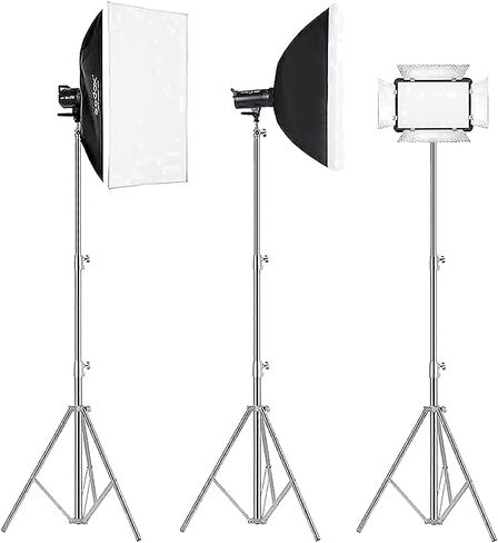 Stainless Steel Photography Video Tripod Stand, Spring Cushioned Heavy Duty Tripod Stand, 9.5ft/2.8m, Universal Adapter for Photography Studio Monolight Reflector Portrait in Kuwait