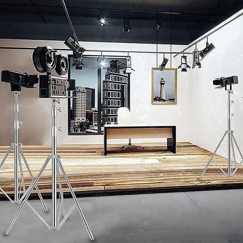 Stainless Steel Photography Video Tripod Stand, Spring Cushioned Heavy Duty Tripod Stand, 9.5ft/2.8m, Universal Adapter for Photography Studio Monolight Reflector Portrait in Kuwait
