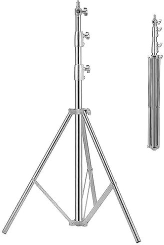 Stainless Steel Photography Video Tripod Stand, Spring Cushioned Heavy Duty Tripod Stand, 9.5ft/2.8m, Universal Adapter for Photography Studio Monolight Reflector Portrait in Kuwait