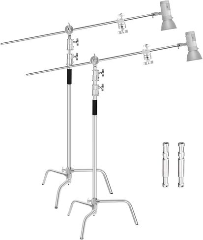 EMART 10ft Heavy Duty C Stand with Boom Arm 100% Stainless Steel-2 Pack | Adjustable Photography Light Stand with Holding Arm and Grip Heads Kit for Studio, Monolight, Reflector, Parabolic Softbox in Kuwait