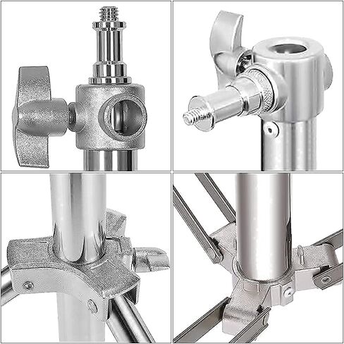 Stainless Steel Photography Video Tripod Stand, Spring Cushioned Heavy Duty Tripod Stand, 9.5ft/2.8m, Universal Adapter for Photography Studio Monolight Reflector Portrait in Kuwait